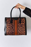 David Jones Leopard Contrast Rivet Handbag - Flyclothing LLC