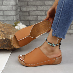 PU Leather Open Toe Sandals - Flyclothing LLC