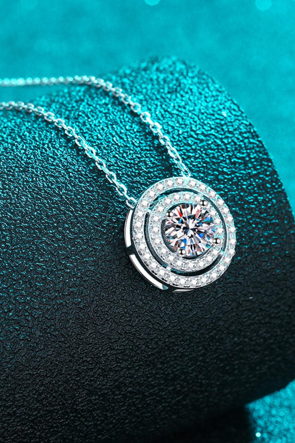 Moissanite Round Pendant Rhodium-Plated Necklace - Flyclothing LLC