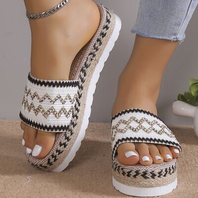 Geometric Weave Platform Sandals - Flyclothing LLC