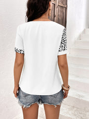 Leopard Round Neck Short Sleeve Tee - Flyclothing LLC