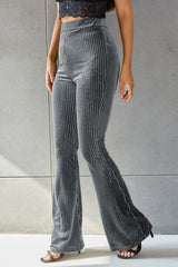 Ribbed High Waist Flare Pants - Flyclothing LLC