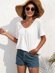 Lace Trim Short Sleeve Top - Flyclothing LLC