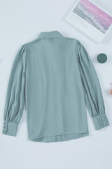 Gathered Detail Puff Sleeve Shirt - Flyclothing LLC