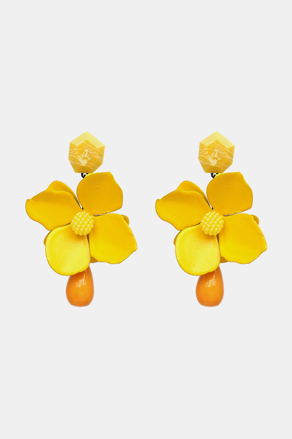 Bloosm Flower and Teardrop Resin Dangle Earrings - Flyclothing LLC