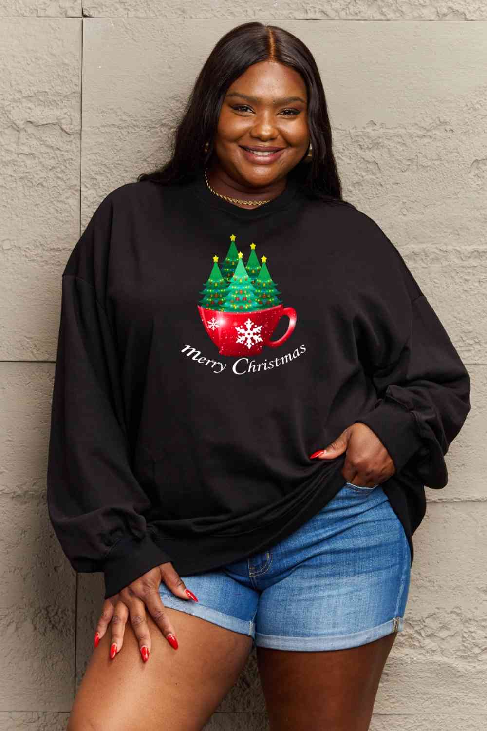 Simply Love Full Size MERRY CHRISTMAS Graphic Sweatshirt - Flyclothing LLC