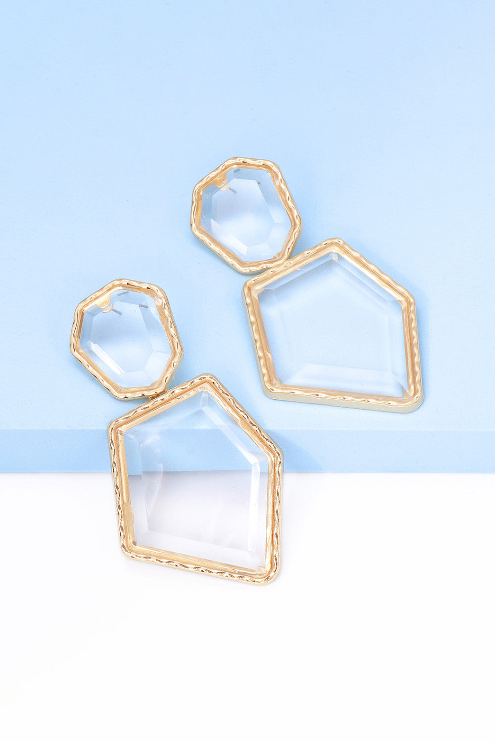 Geometrical Shape Zinc Alloy Frame Resin Dangle Earrings - Flyclothing LLC