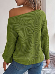 Openwork Long Sleeve Sweater - Flyclothing LLC