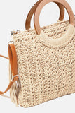 Fame Crochet Knit Convertible Tote Bag with Tassel - Flyclothing LLC