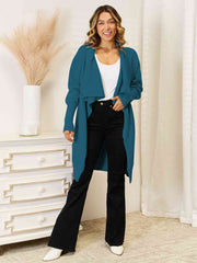 Long Sleeve Open Front Longline Cardigan - Flyclothing LLC