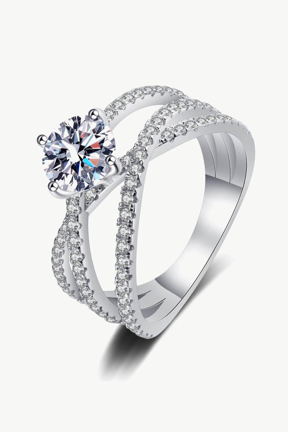 1 Carat Moissanite Crisscross Ring - Flyclothing LLC