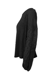 Openwork Dropped Shoulder Boat Neck Blouse - Flyclothing LLC