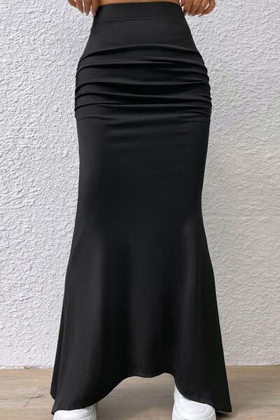 Ruched Maxi Trumpet Skirt - Flyclothing LLC