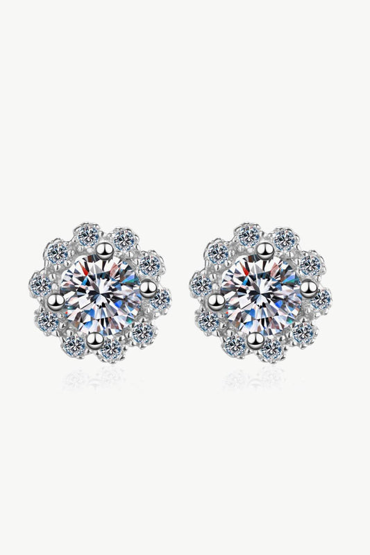 1 Carat Moissanite Floral-Shaped Stud Earrings - Flyclothing LLC