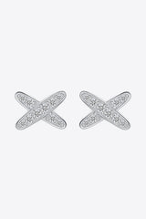 925 Sterling Silver X-Shape Moissanite Earrings - Trendsi