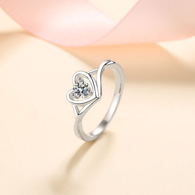 Moissanite Heart 925 Sterling Silver Ring - Flyclothing LLC