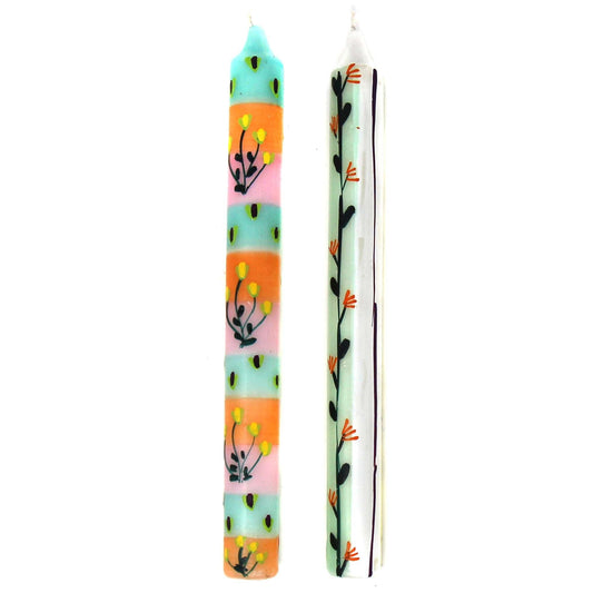 Tall Hand Painted Candles - Pair -Imbali Design - Nobunto - Flyclothing LLC