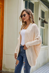 Mixed Knit Open Front Dolman Sleeve Cardigan - Flyclothing LLC