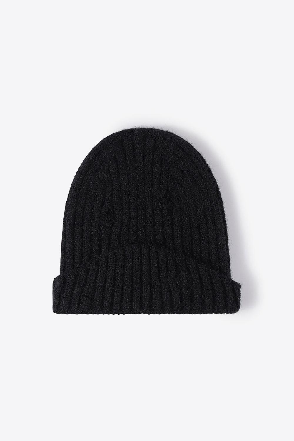 Distressed Rib-Knit Beanie - Flyclothing LLC