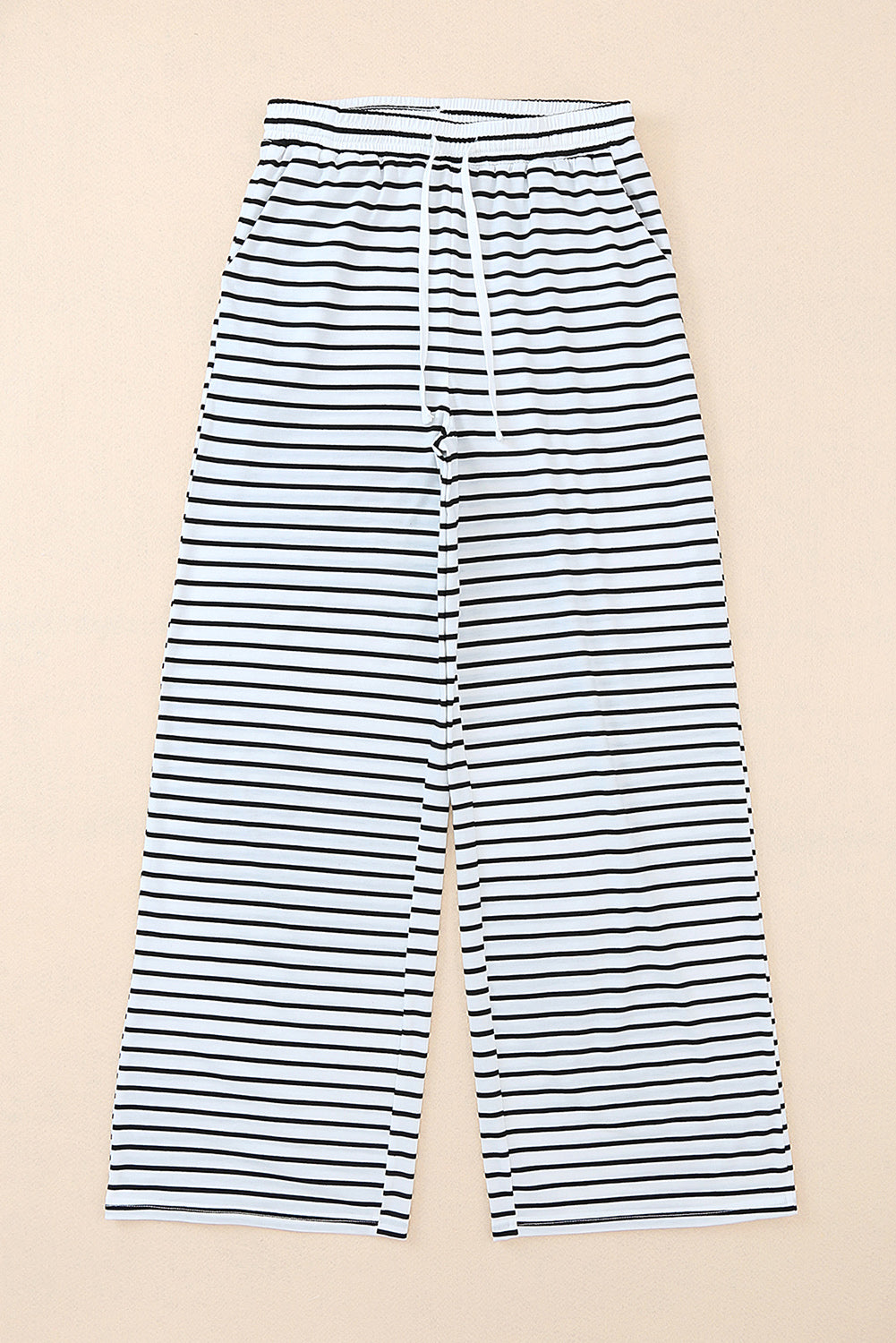 Striped Drawstring Waist Wide Leg Pants - Flyclothing LLC