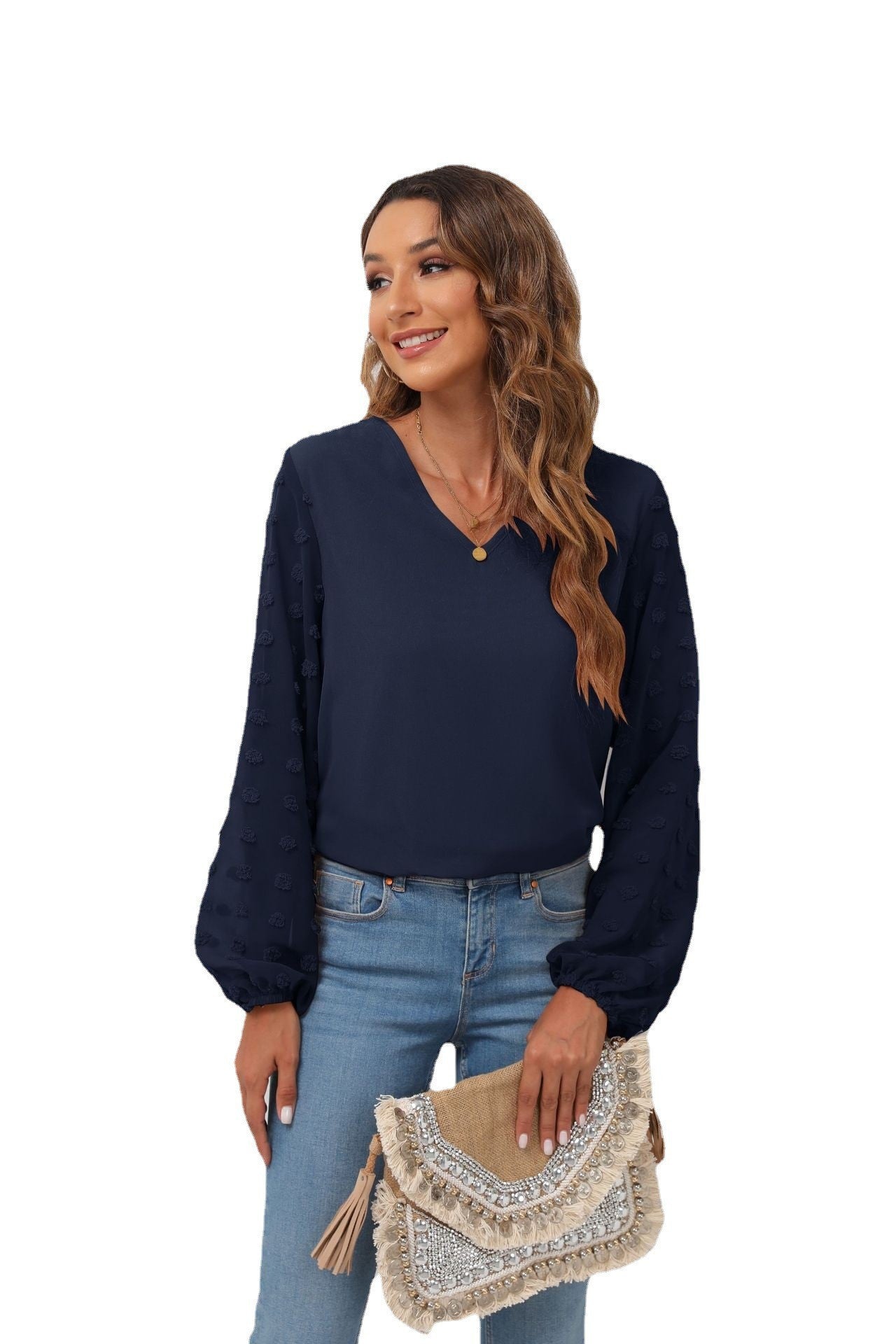 Swiss Dot Balloon Sleeve Blouse - Flyclothing LLC