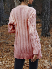 Cable-Knit Button Down Cardigan - Trendsi