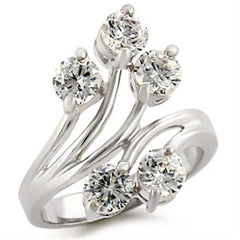 Alamode High-Polished 925 Sterling Silver Ring with AAA Grade CZ in Clear - Flyclothing LLC
