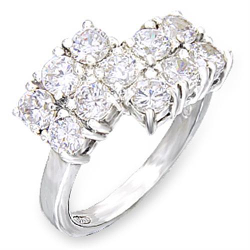 Alamode High-Polished 925 Sterling Silver Ring with AAA Grade CZ in Clear - Alamode