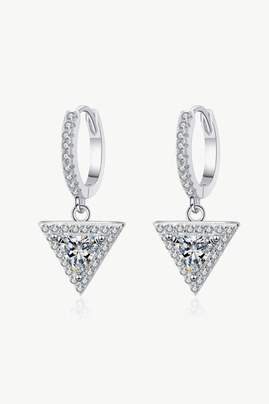 1 Carat Moissanite Triangle Drop Earrings - Flyclothing LLC