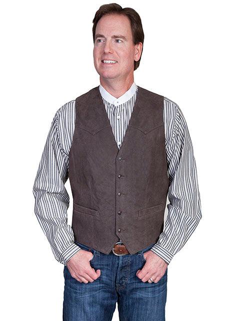 Scully Leather 100% Leather Brown Western Vest/Single Point - Flyclothing LLC