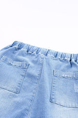 Distressed Denim Pocketed Joggers - Flyclothing LLC