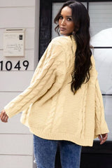 Open Front Cable-Knit Cardigan - Flyclothing LLC