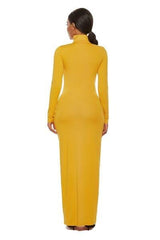 Mock Neck Long Sleeve Maxi Slim Dress - Flyclothing LLC