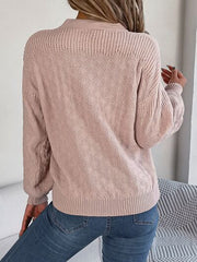 Half Button V-Neck Long Sleeve Sweater - Flyclothing LLC