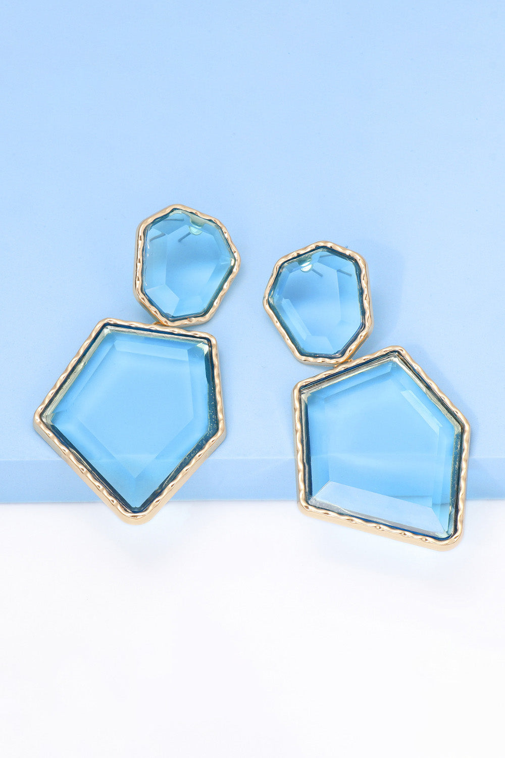 Geometrical Shape Zinc Alloy Frame Resin Dangle Earrings - Flyclothing LLC