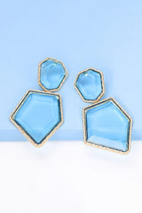 Geometrical Shape Zinc Alloy Frame Resin Dangle Earrings - Flyclothing LLC