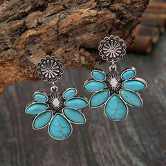 Artificial Turquoise Flower Earrings - Flyclothing LLC