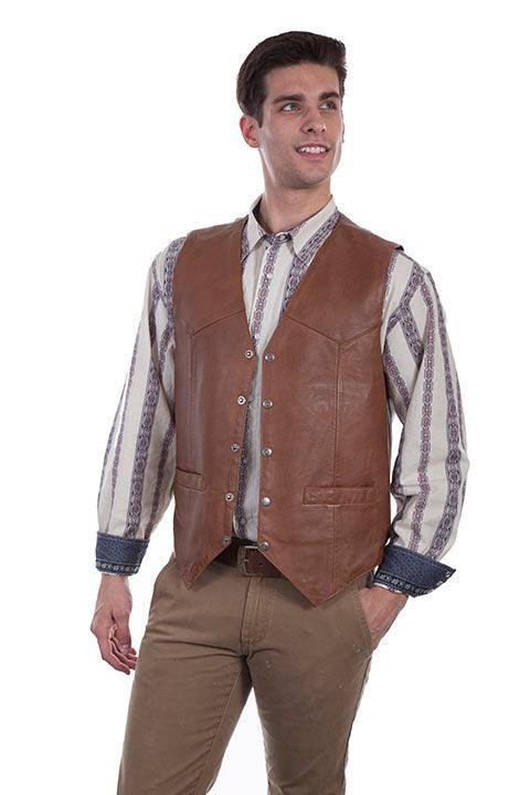 Scully SADDLE TAN SNAP FRONT VEST - Flyclothing LLC