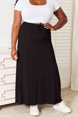 Double Take Full Size Soft Rayon Drawstring Waist Maxi Skirt Rayon - Flyclothing LLC