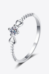 Moissanite Heart 925 Sterling Silver Ring - Flyclothing LLC