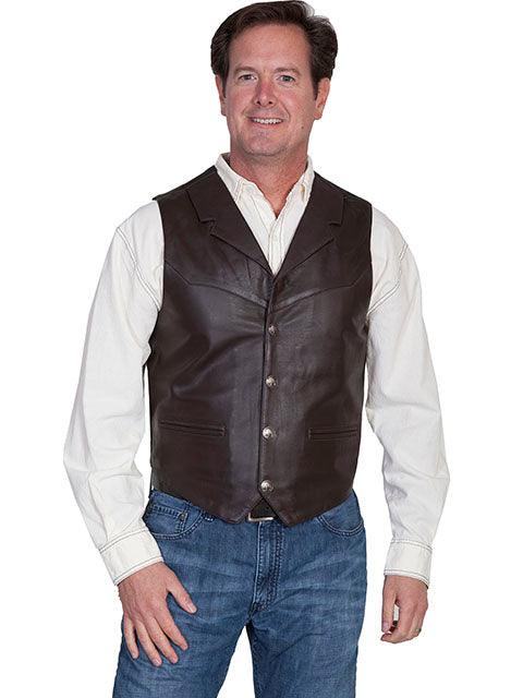 Scully BROWN SOFT TOUCH LAMB LAPEL VEST - Flyclothing LLC