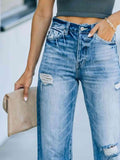 Distressed Straight Leg Jeans - Flyclothing LLC