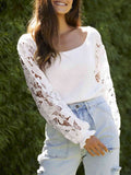 Ribbed Lace Trim Flounce Sleeve Knit Top - Flyclothing LLC