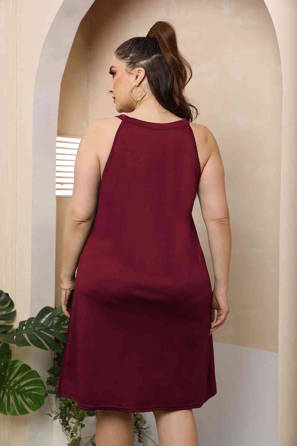 Plus Size Cutout Round Neck Sleeveless Dress - Flyclothing LLC