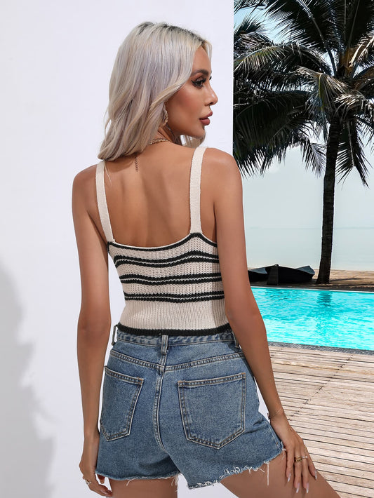 Striped Cropped Knit Tank - Flyclothing LLC