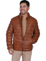 Scully COGNAC SOFT LAMB RIBBED LEATHER JACKET - Flyclothing LLC