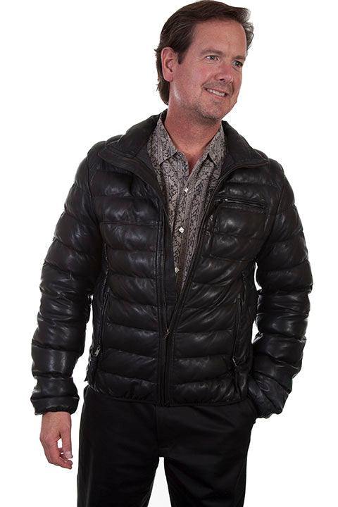 Scully BLACK RIBBED LEATHER JACKET - Flyclothing LLC