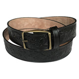 Square Dancer Pattern Genuine Leather Western Belt in Black - Flyclothing LLC