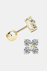 Moissanite 925 Sterling Silver Four-Leaf Clover Shape Earrings - Flyclothing LLC