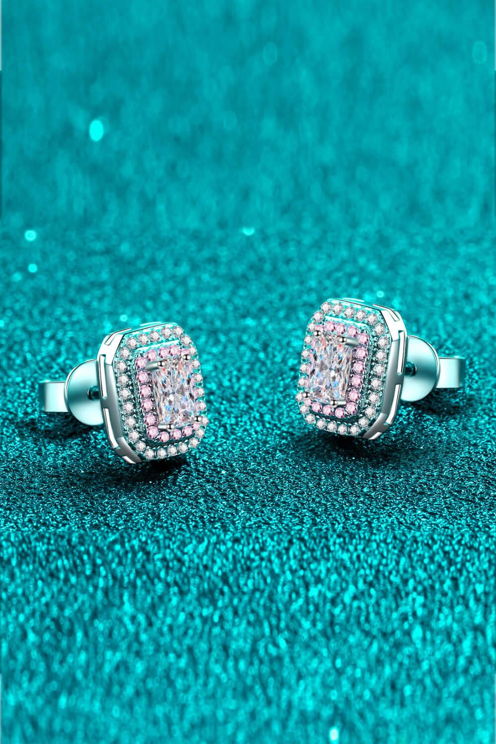 1 Carat Moissanite and Zircon Contrast Geometric Stud Earrings - Flyclothing LLC